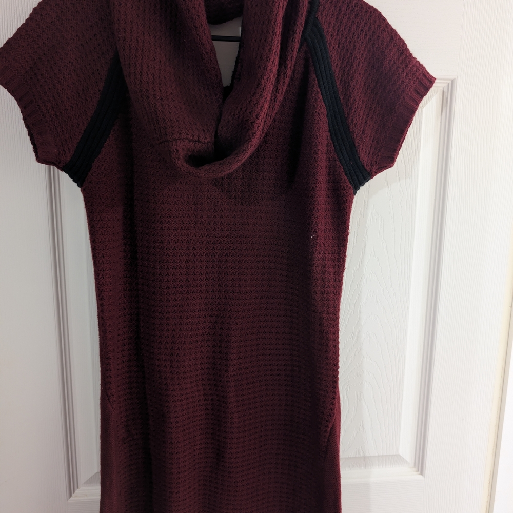 Elegant Burgundy Sweater with Black Accents